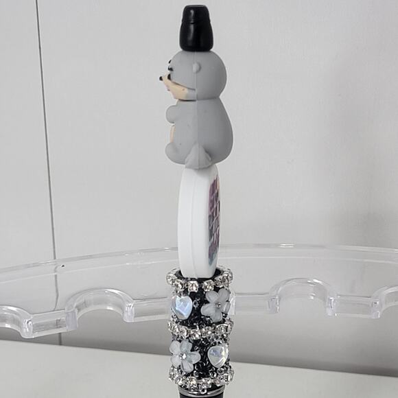 Handmade Beaded Pen Otter Stack Figurines Funny Mom Quote Black Heart Gem Base - Picture 4 of 6